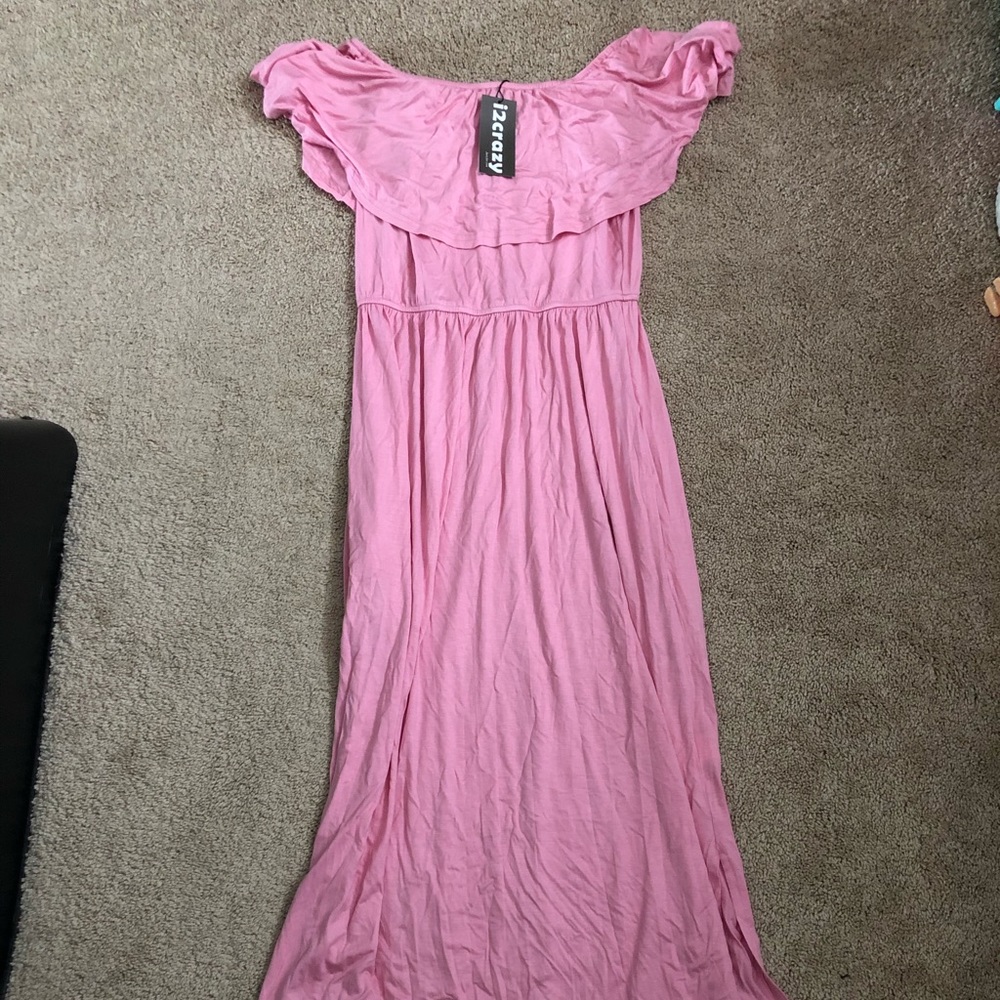 NWT i2crazy off shoulder ruffle maxi dress